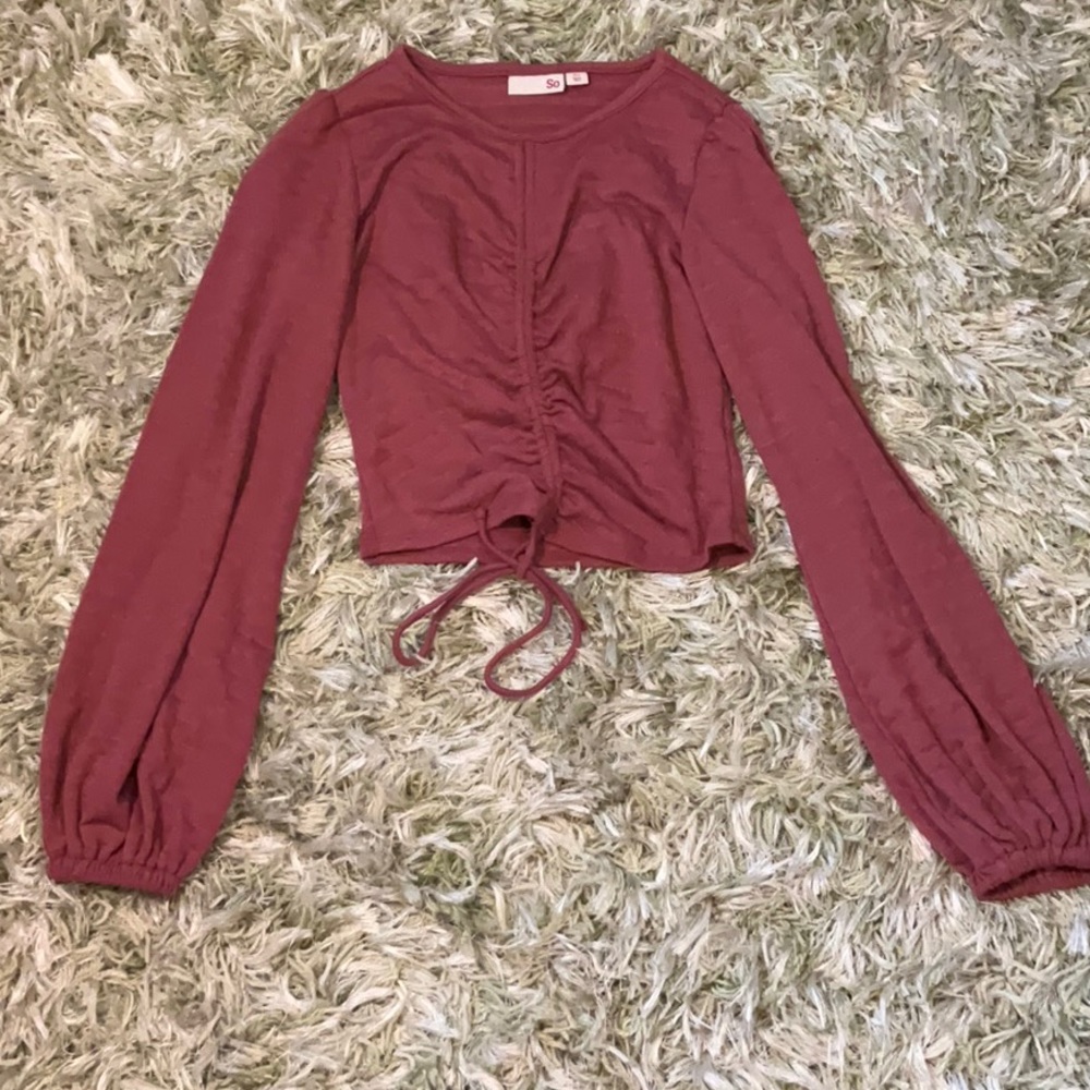 Dark pink long sleeve crop top